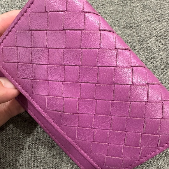 Bottega Veneta Intrecciato Weave Leather Wallet Purple - Picture 14 of 16